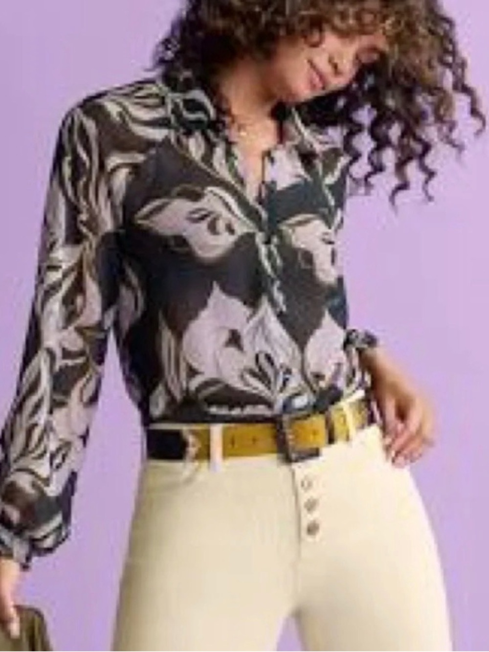 CAbi Black and Mustard Leather Belt w Gold-Tone Accents/Style 4593/Never worn - Picture 5 of 5